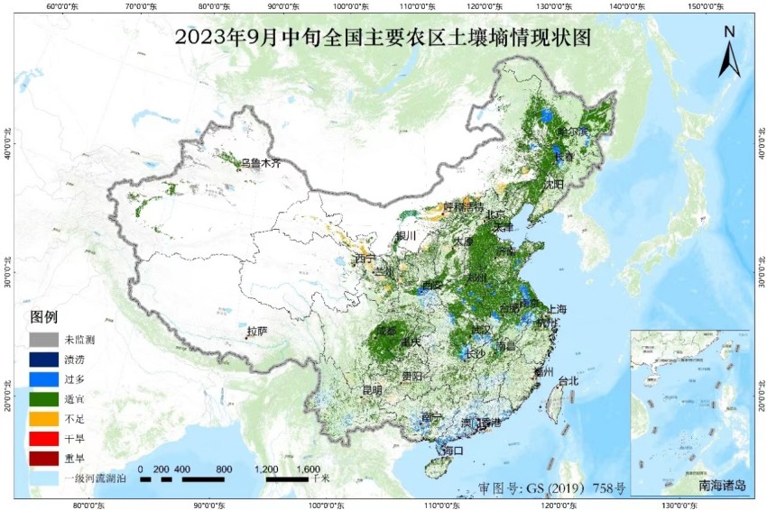 秋冬種期間全國主要農區土壤墑情